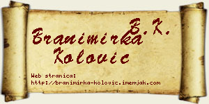 Branimirka Kolović vizit kartica
